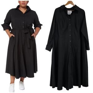 Pari Passu NWOT Poplin Shirtdress Black Side Pockets Size C2 (US 14) NO BELT